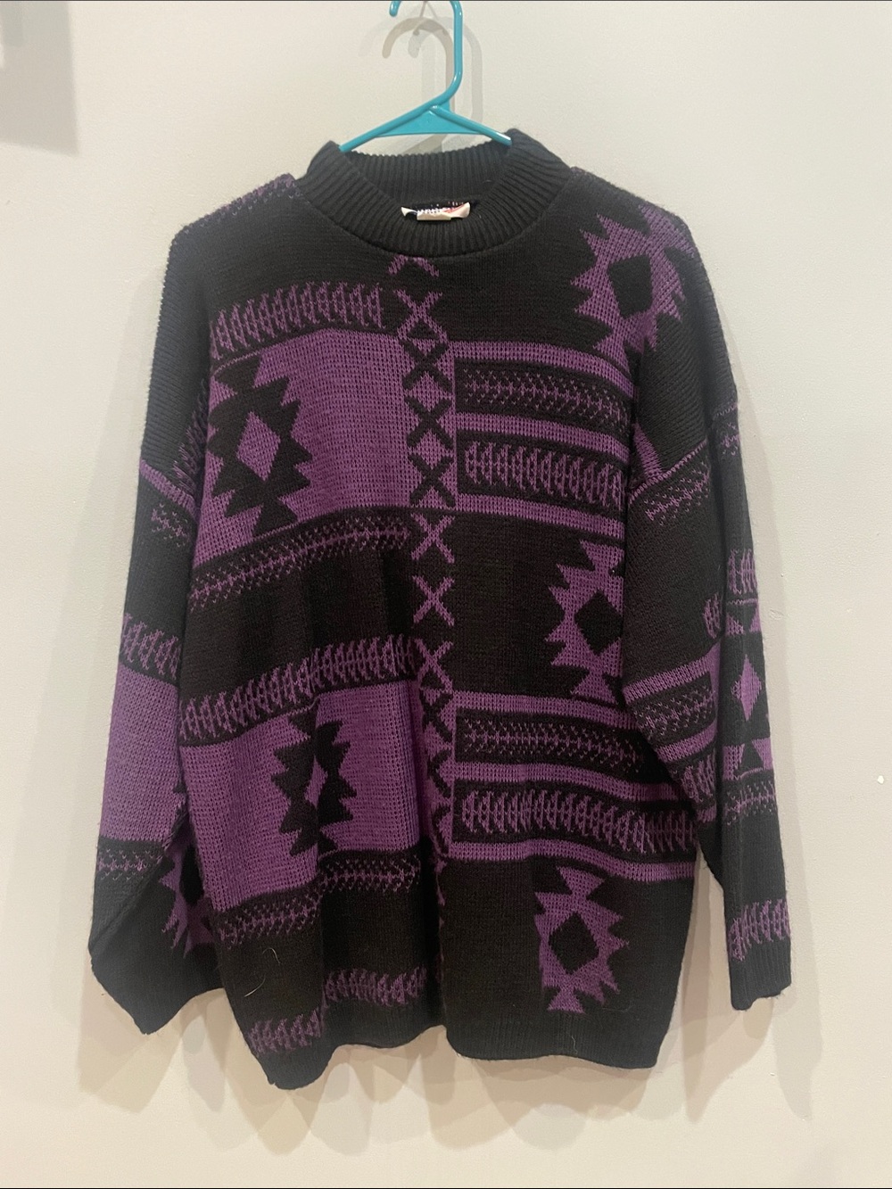 Purple and Black Patterned vintage Sweater loose fit stylish design